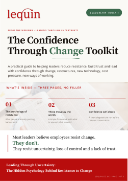 The first page of The Confidence Through Change Toolkit